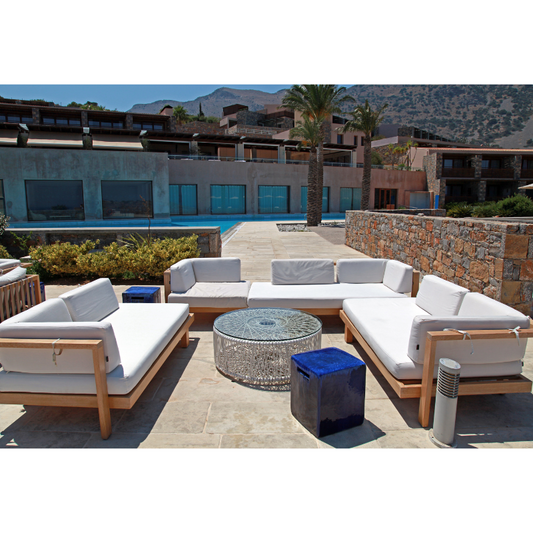 Outdoor Sectional Sofa with Wood Frame & Single Corner joint